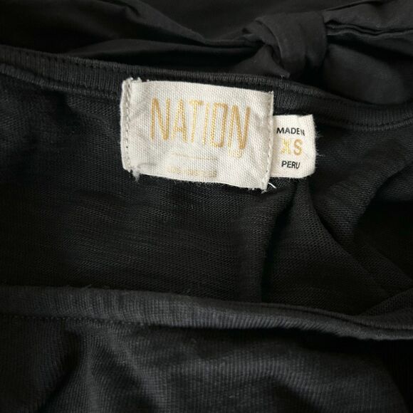 Nation Ltd Calissa Mini Dress Jet in Black Back Bow Puff Sleeves Size XS - Picture 5 of 6